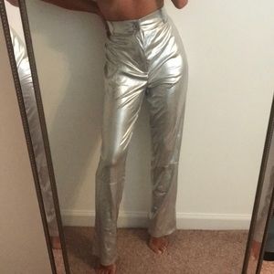 Fashion Nova Silver Shiny Pants